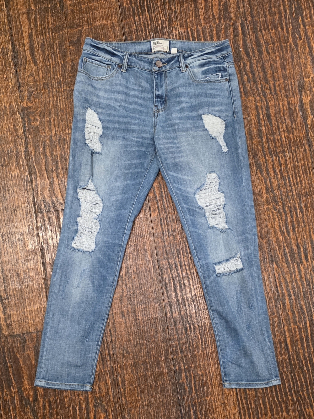 BKE Stella Distressed Skinny Jeans Light Wash Stretch Denim Size 30